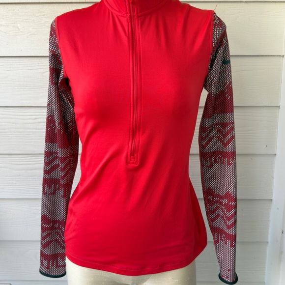 Nike Women's Pro Hyperwarm Nordic Half-Zip Top Action Red/Action Red Sweatshirt - Picture 1 of 10